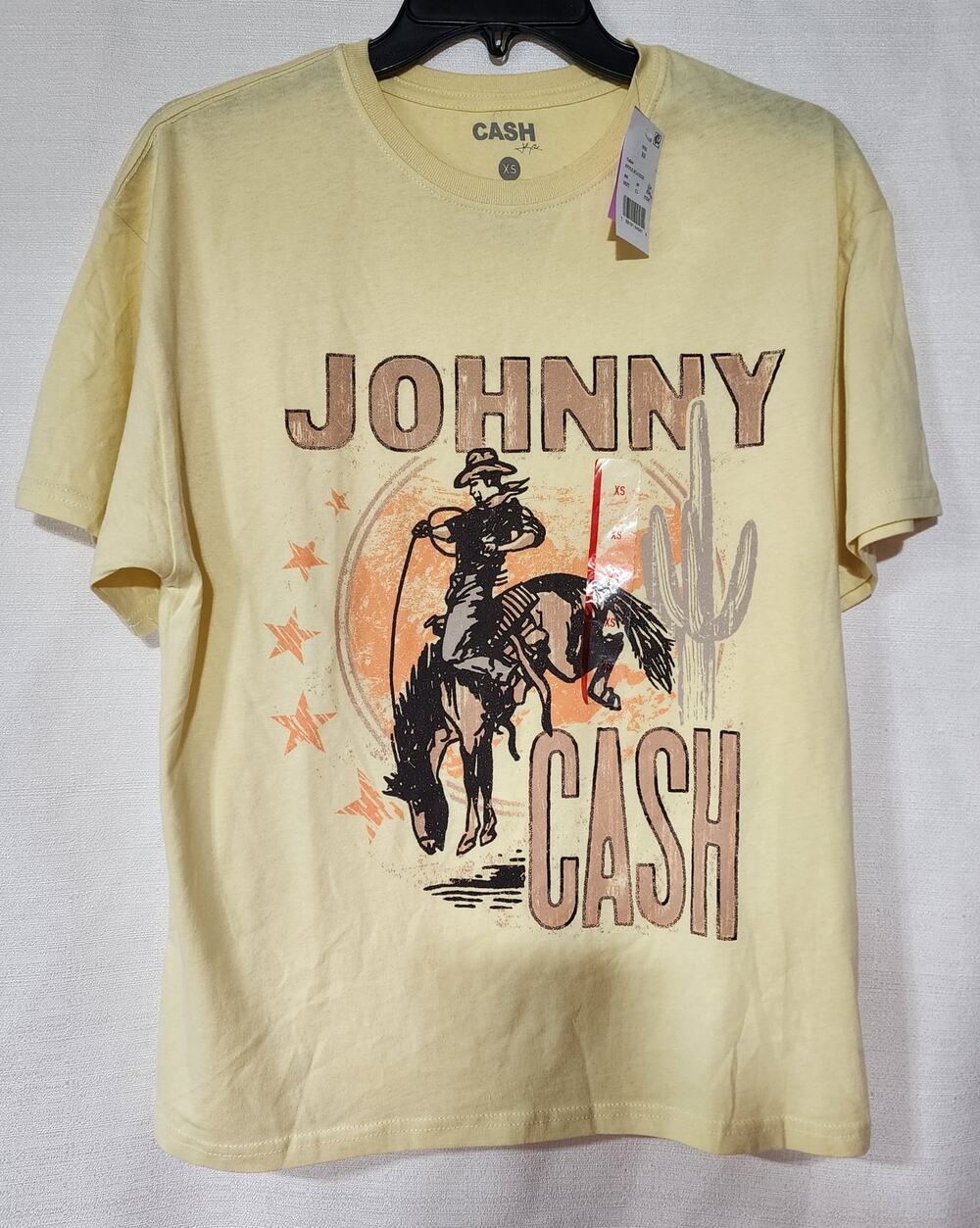 Johnny cash yellow men's shirt Size XS-faded